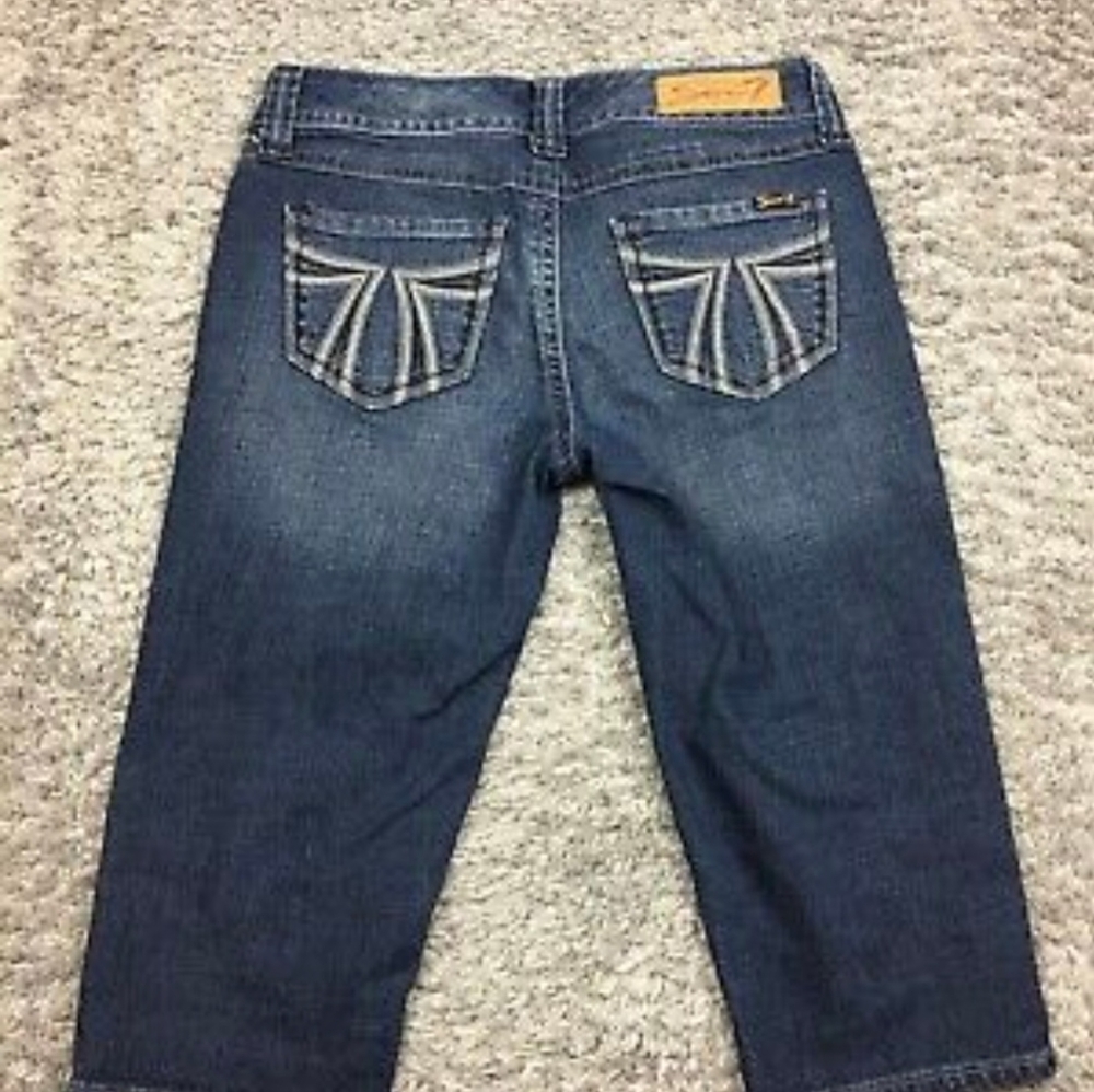 Seven7 Dojo Capri Jeans Womens Size 2 Blue Denim Dark Wash Stretch